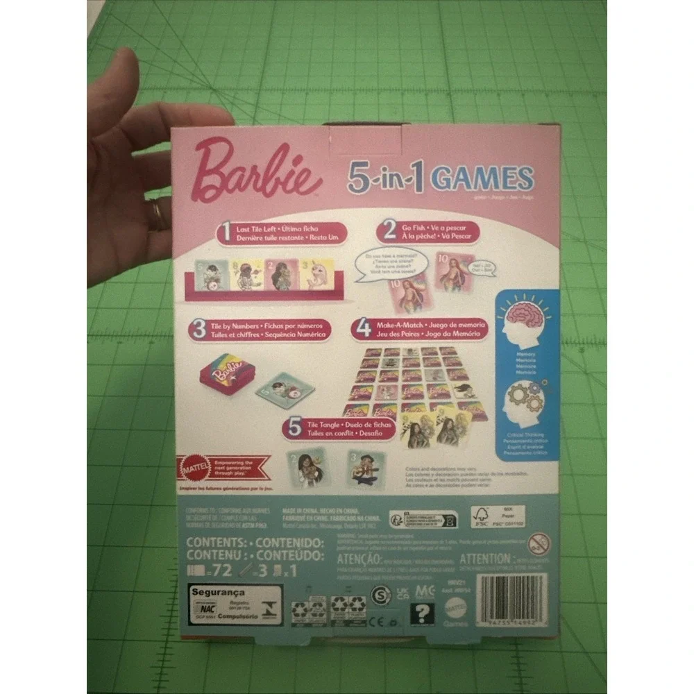 Barbie 5-in-1 Kids Games Set for Travel, Parties and Game Nights with Family